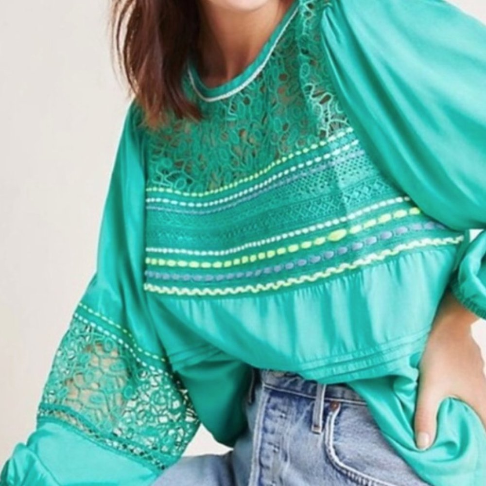 Anthropologie Bl^nk London Sunshine Peasant Blouse Size X-Small